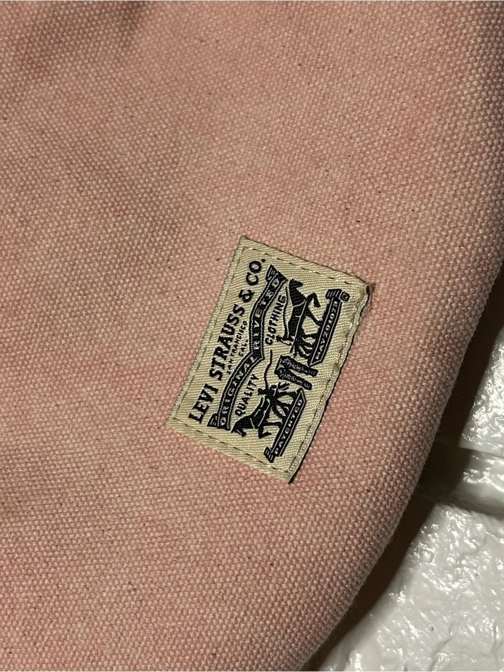 Levi's Blush Pink Canvas Crossbody Bag with Cream Strap